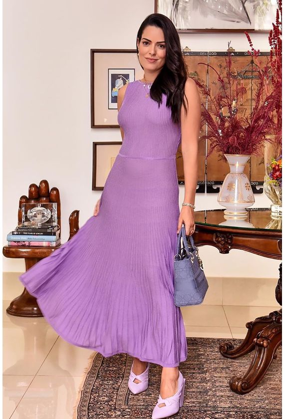 vestido lilas midi