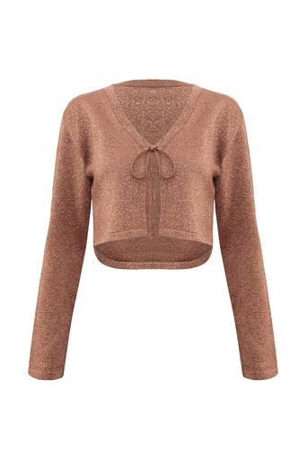 Casaco-Tricot-Thais-Bege-Cobre-Frente