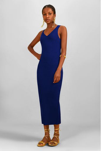 Vestido-Tricot-Midi-Anelise-Azul-Klein-Frente
