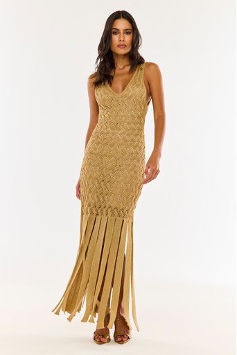 Vetido-Tricot-Midi-Elis-Dourado-Principal