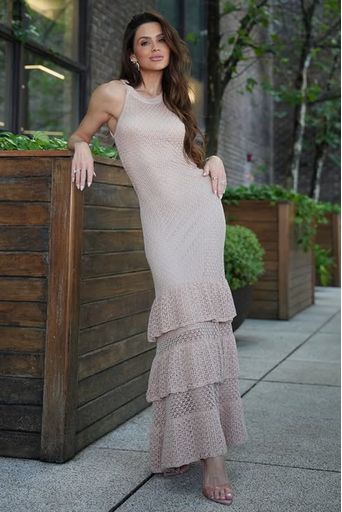 juju-norremose-Vestido-Tricot-Midi-Manuela-Champagne